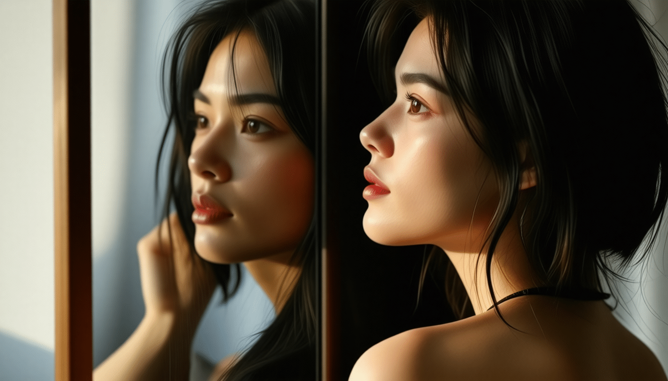 Mettre en valeur son profil gauche dans un miroir flou